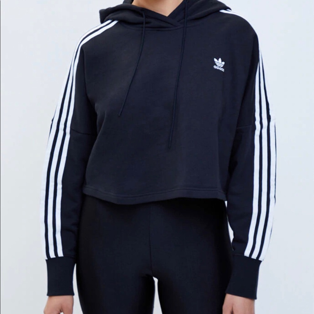 Adidas black cropped classic sweater small